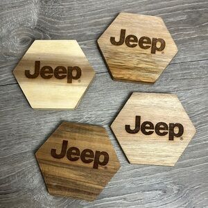 Set of 4 Wood Jeep Coasters